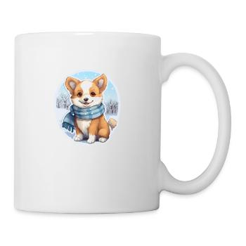 Welsh Corgi avec écharpe - Mug blanc - blanc - Droite