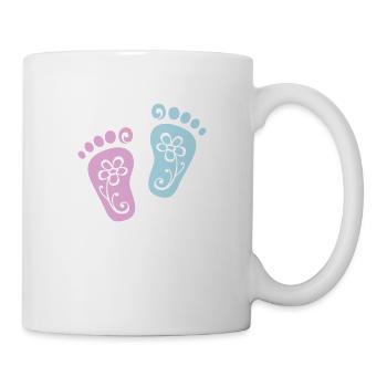 Baby Feet, Heart, Flower, Birth Gift, Footprint - Mug - white - Right