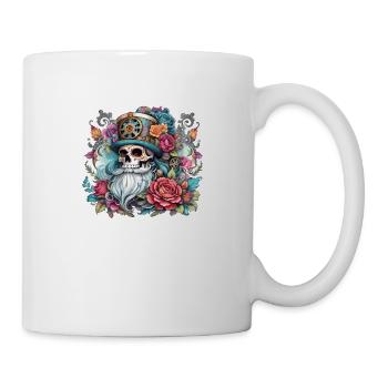 Vintage, Christmas, skull, skull tattoo, rose - Mug - white - Right