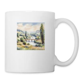 Watercolor Painting Landscape with Bridge - Mug - white - Right