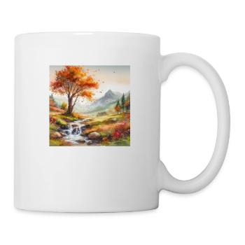 Quiet creek in the countryside with tree - Mug - white - Right
