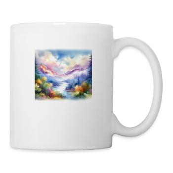 Colorful Mountain Watercolor Painting - Mug - white - Right