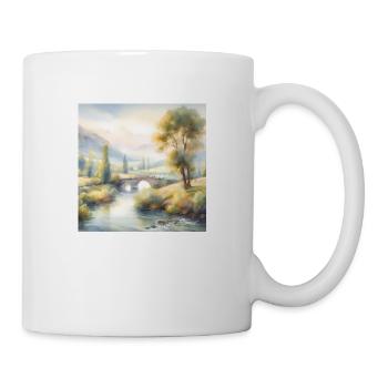 Watercolor Painting Landscape with River - Mug - white - Right