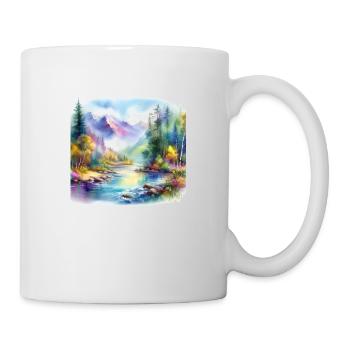 Colorful Watercolor Landscape - Mug - white - Right