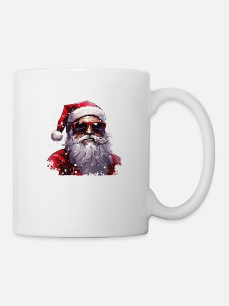 Père Noël avec des lunettes de soleil. Père Noël cool - Mug blanc - blanc
