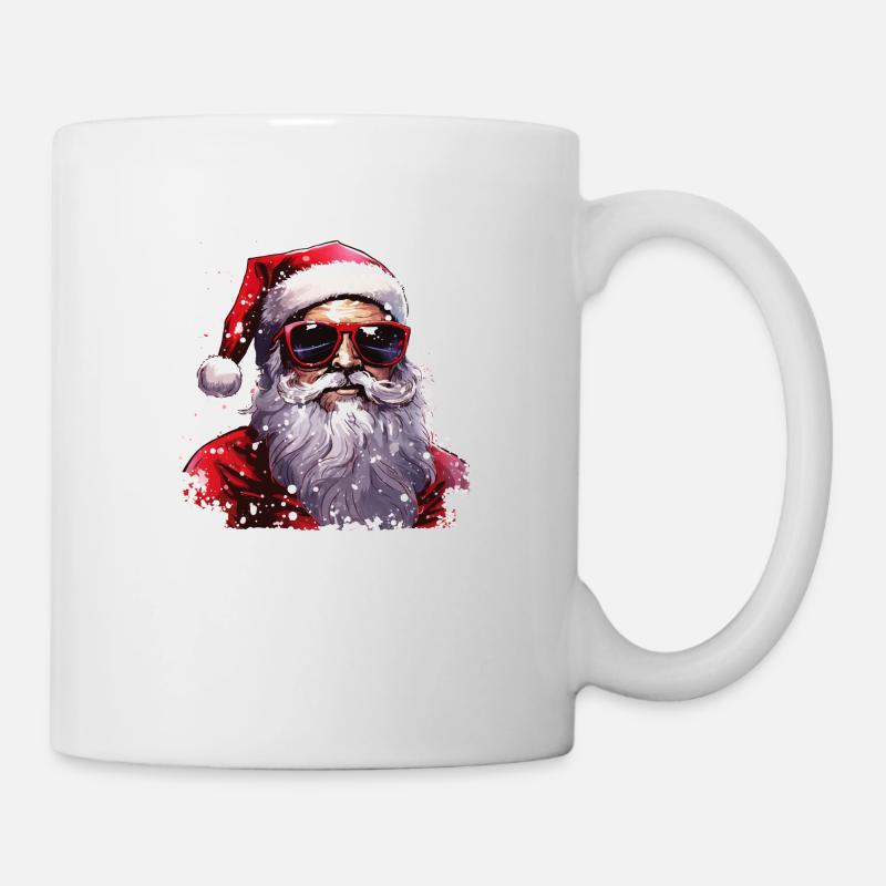 Weihnachtsmann mit Sonnenbrille. Cooler Santa - Tasse - Weiß