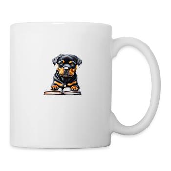 Rottweiler Hund Buch lesen Rottweilerwelpe Hunde - Tasse - Weiß - Rechts