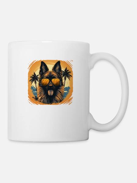 Deutscher Schäferhund mit Sonnenbrille - Tasse - Weiß
