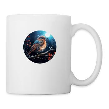Amselweibchen in einer Winternacht - Tasse - Weiß - Rechts