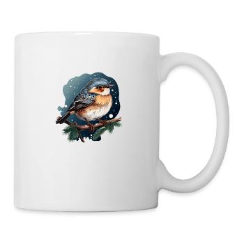 Verträumte Winternacht mit Vogel - Tasse - Weiß - Rechts