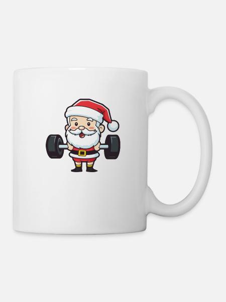 Weihnachtsmann Hantel Gym Weihnachten - Tasse - Weiß