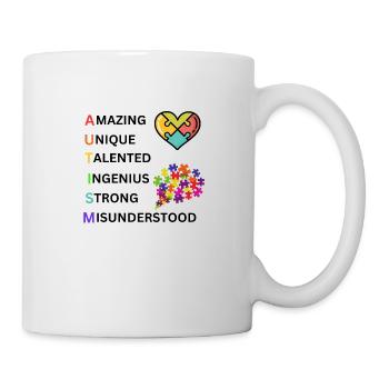 Autism Awareness Shirt Christmas Gift Rainbow Tee - Mug - white - Right