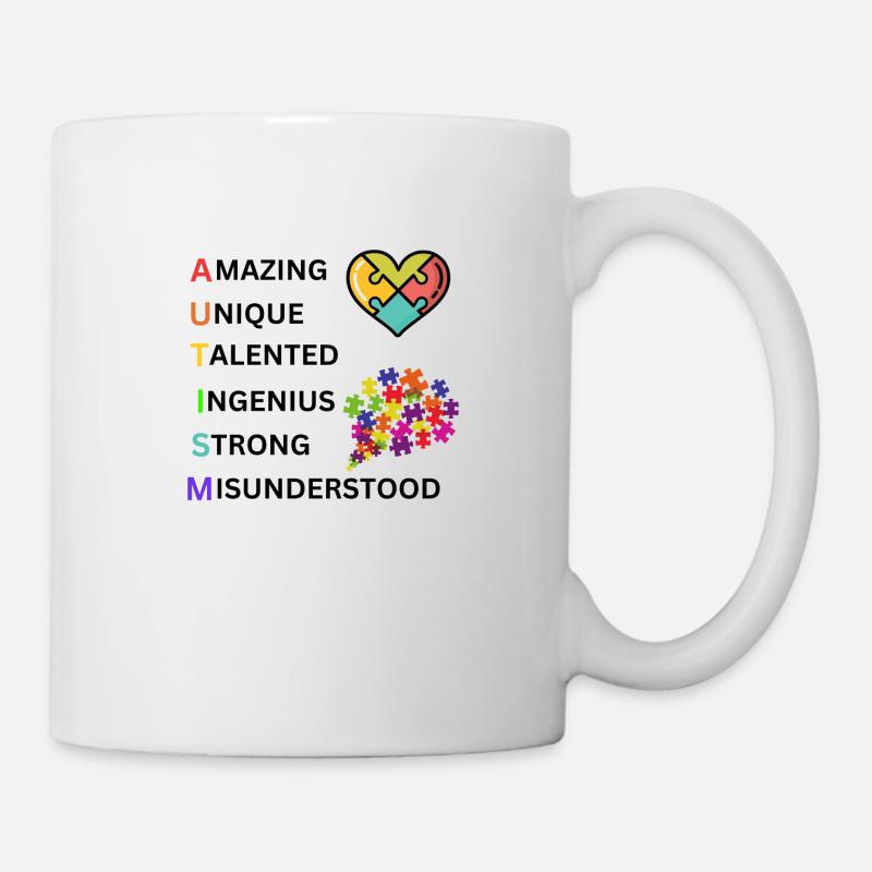 Autism Awareness Shirt Christmas Gift Rainbow Tee - Mug - white