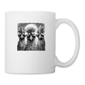 Coole Hühner mit Sonnenbrille Bauern & Landwirt - Tasse - Weiß - Rechts