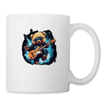 Cool Bear with Guitar for Guitar Players & Music - Mug - white - Right