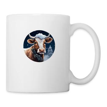 Kuh in Winterlandschaft - Tasse - Weiß - Rechts