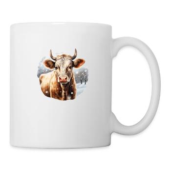 Kuh in Winterlandschaft - Tasse - Weiß - Rechts