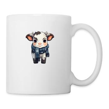 Kälbchen im Winter mit Schal - Tasse - Weiß - Rechts