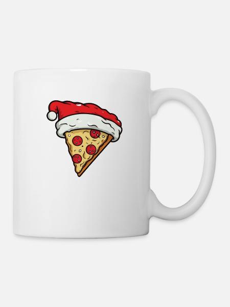 Pizza Weihnachten Comic - Tasse - Weiß