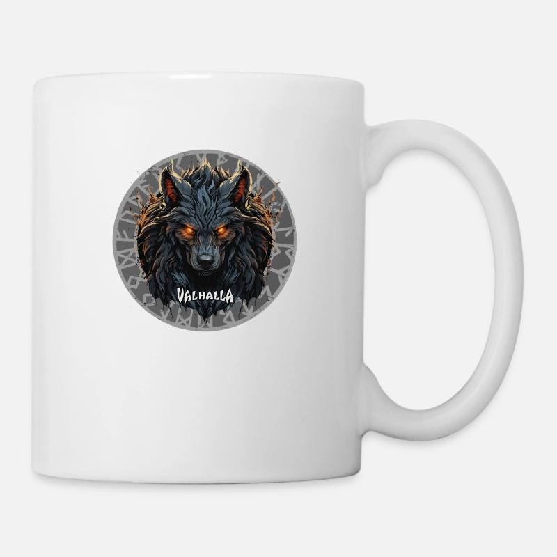 Loup Viking avec boussole Vegvisir Vikings - Mug blanc - blanc