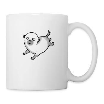 Niedliche kleine Figur Otter springt - Tasse - Weiß - Rechts