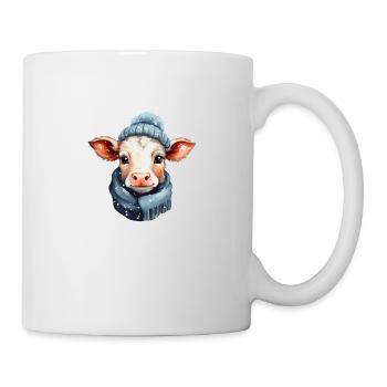 Joli veau avec chapeau et écharpe - Mug blanc - blanc - Droite
