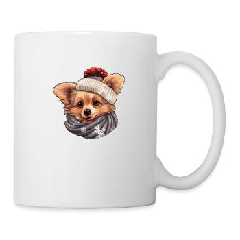 Winter cute dog in the snow - Mug - white - Right