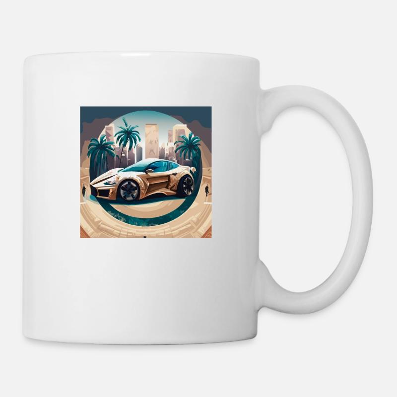 Sportscar in Dessert - Mug - white