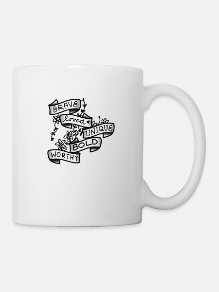 Mutig geliebt EINZIGARTIG MUTIG und würdig - Tasse - Weiß