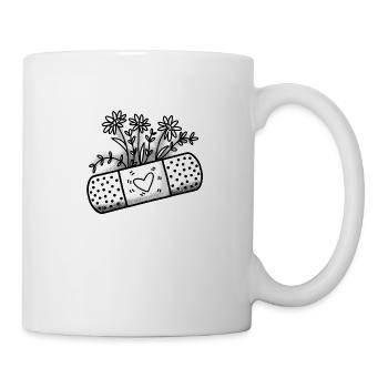 Pflaster Glattpflaster mit Blumen - Tasse - Weiß - Rechts