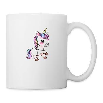 buntes Einhorn Fabeltier Mädchen süße Einhörner - Tasse - Weiß - Rechts