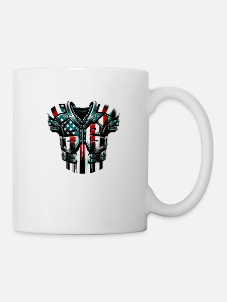 American Football shoulder pads USA flag - Tasse - Weiß