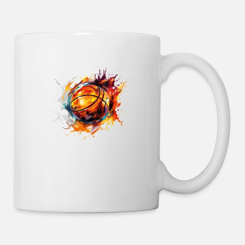 Ballon de basket-ball Splash feu Multi couleurs couleurs Art - Mug blanc - blanc