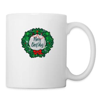 Christmas Wreath MerryChristmas without - Mug - white - Right