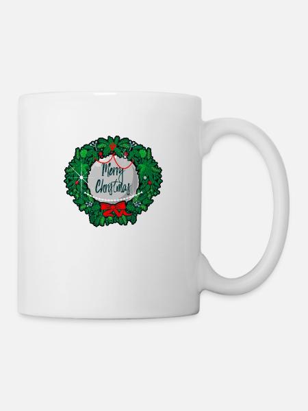 Christmas Wreath MerryChristmas without - Mug - white