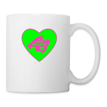 I Love Mallorca in Grün und Pink - Tasse - Weiß - Rechts