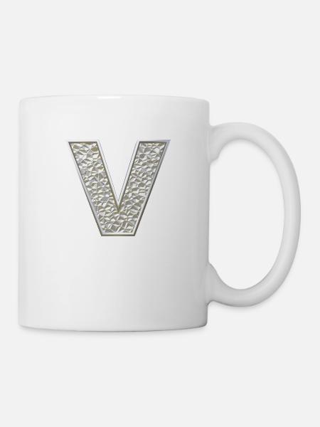 V, letter, initial, monogram, - Tasse - Weiß