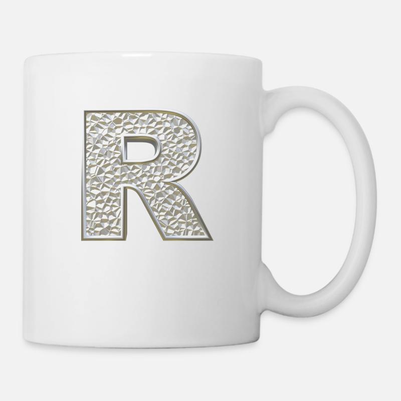 R, lettre, lettre R, initiale, initiale R, monogramme, - Mug blanc - blanc