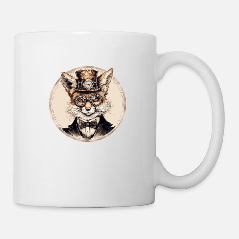 Steampunk Fuchs - Tasse - Weiß