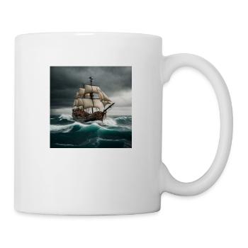 Bateau pirate en haute mer - Mug blanc - blanc - Droite