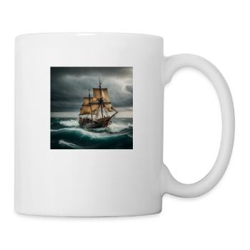 Bateau pirate dans une mer agitée - Mug blanc - blanc - Droite