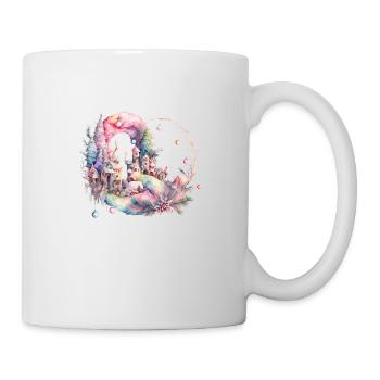 pastellfarbene Winterlandschaft in Herzform - Tasse - Weiß - Rechts