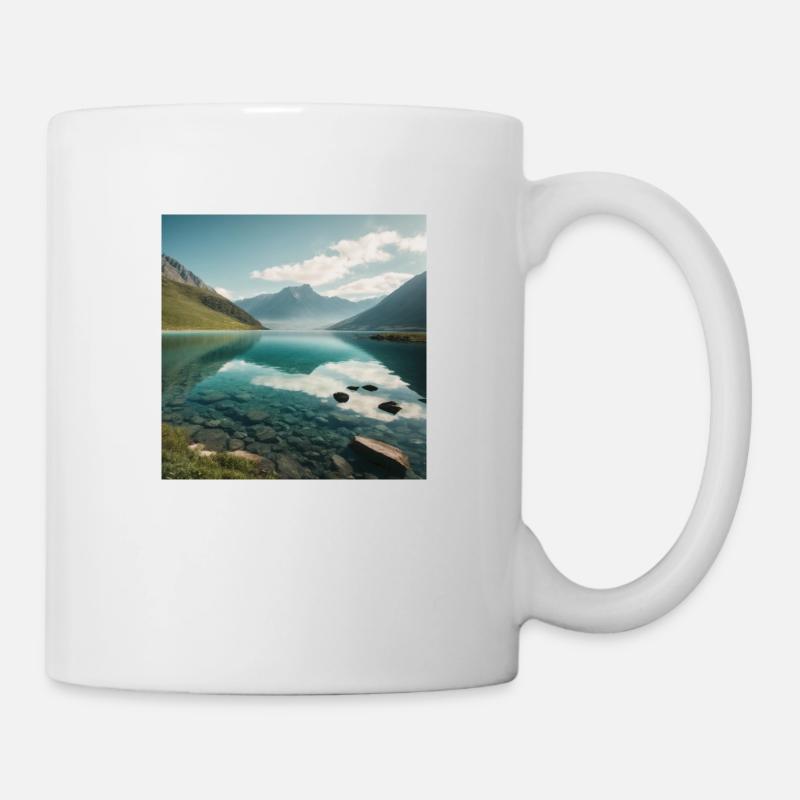Bergpanorama mit See - Tasse - Weiß