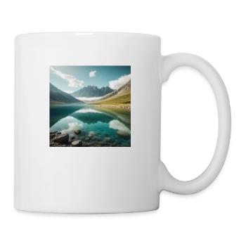 Mountain lake with beautiful reflection - Mug - white - Right