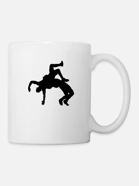 ringen silhouette - Tasse - Weiß