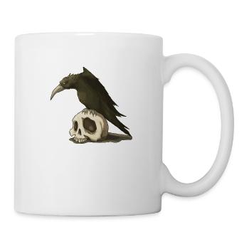 Corbeau et crâne - Mug blanc - blanc - Droite