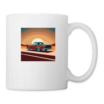 Oldtimer / Auto / Sonnenuntergang - Tasse - Weiß - Rechts