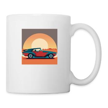 Oldtimer / Auto / Sonnenuntergang - Tasse - Weiß - Rechts