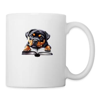 Rottweiler Dog Dogs Book Reading Rottweiler Puppy - Mug - white - Right