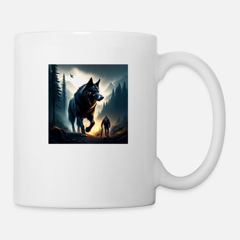 Big wolf in woods - Tasse - Weiß